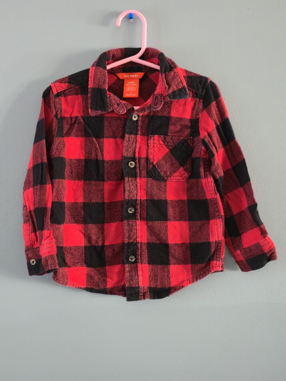Red and Black Plaid Button-Down Shirt 3T